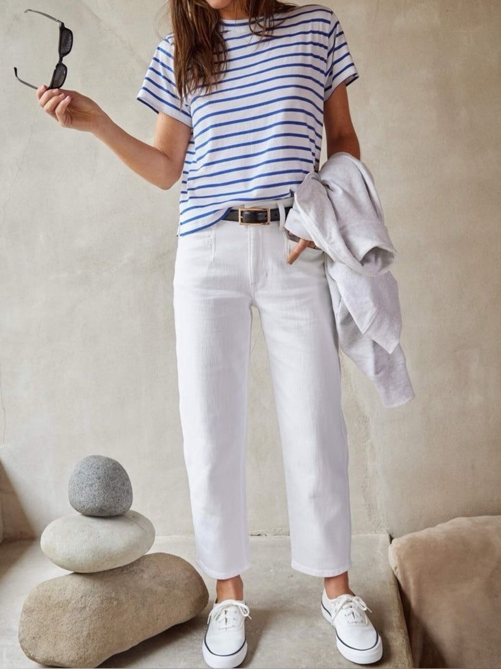 AYR The Beat Barrel Leg Ankle Crop Jean In Tofu White Size 29